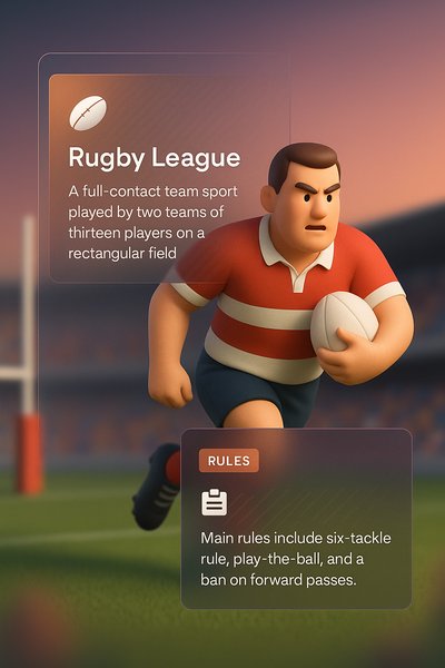 Dynamic Rugby League Design with 3D Illustration