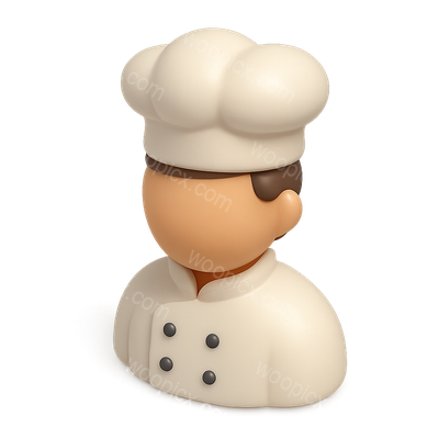3D Chef Icon with Hat and Uniform