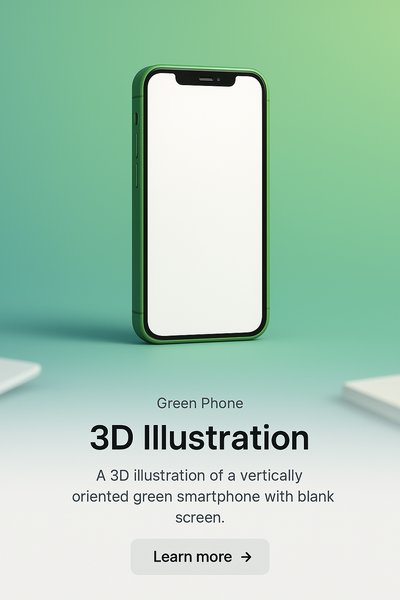 Realistic Green Smartphone Illustration with Gradient Background