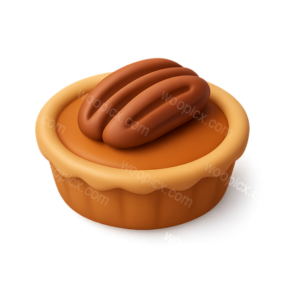 3D Pecan Pie Icon with Volumetric Detail