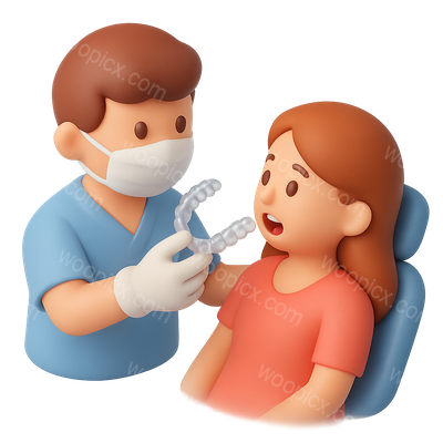 3D Invisalign Icon in a Dental Scene with Patient