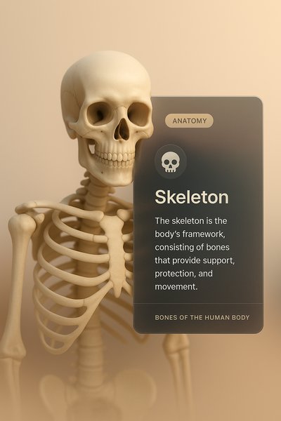 3D Skeleton Web Design Concept with Informative Overlay
