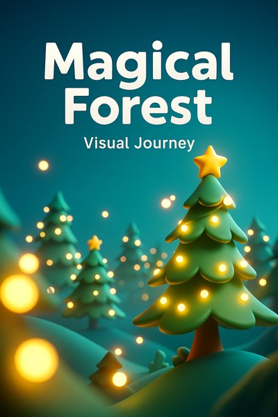 Enchanting Scene of a Magical Forest with Glowing Lights