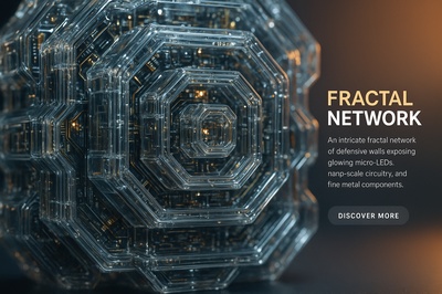 Hyperrealistic Fractal Network with Glowing Micro-LEDs