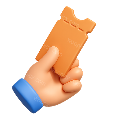 3D Hand Holding a Ticket Icon with Isometric View