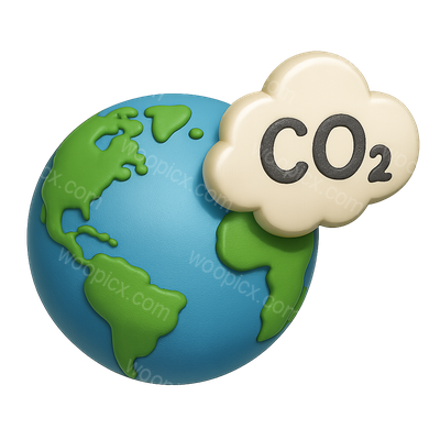 3D Representation of Earth with CO2 Cloud Emissions