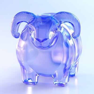 Translucent Glass Ram Sculpture with Elegant Design