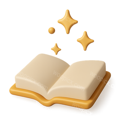 Enchanting 3D Book Icon with Sparkles