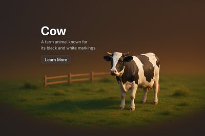 Realistic 3D Cow Scene with Gradient Background