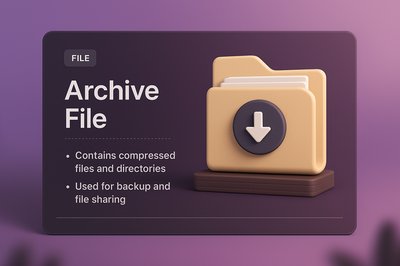 3D Archive File Design with Gradient Background