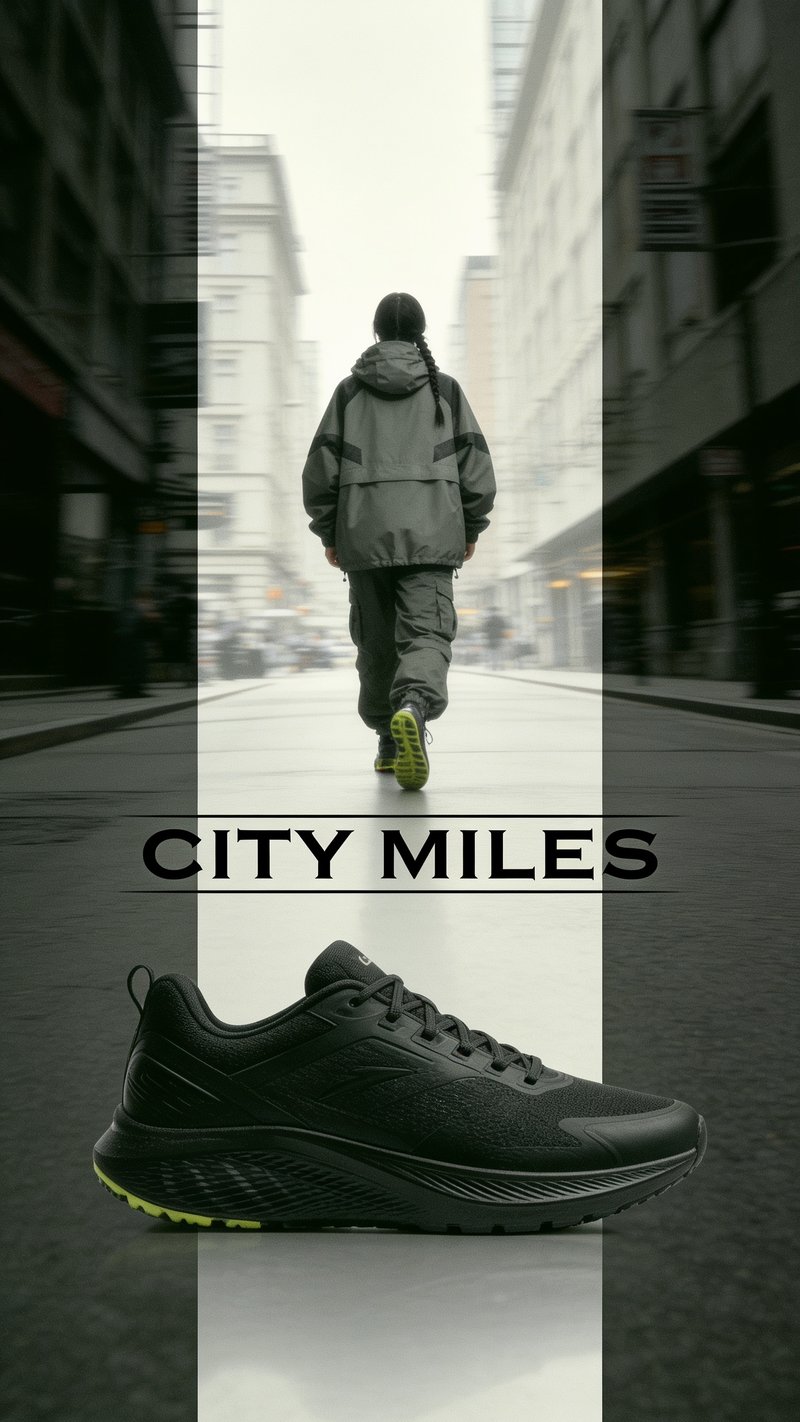 Woman walking on urban street