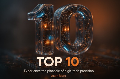 Hyperrealistic 3D Render of 'Top 10' with Glowing Elements