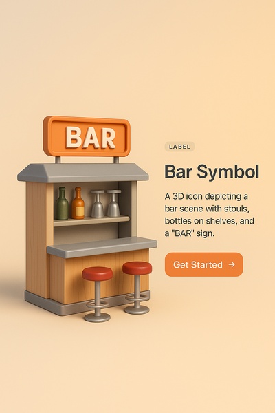 Realistic 3D Bar Symbol Illustration with Text and Action Button