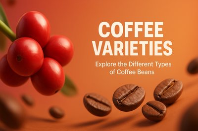Coffee Varieties Promotional Graphic Featuring Coffee Beans