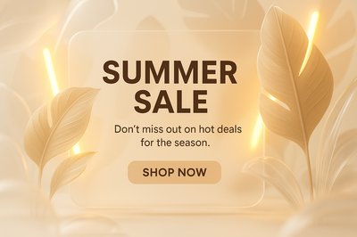 Elegant Summer Sale Promotion Graphic with Leaf Elements