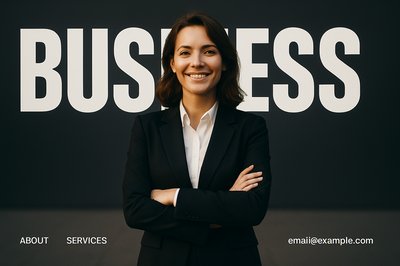 Empowered Businesswoman Display with Bold Typography