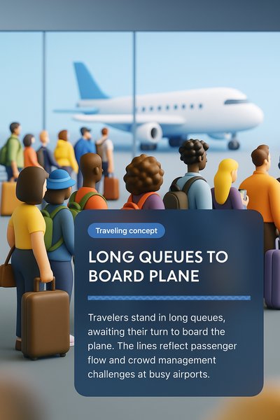 Long Queues at Airport for Boarding - Travel Concept