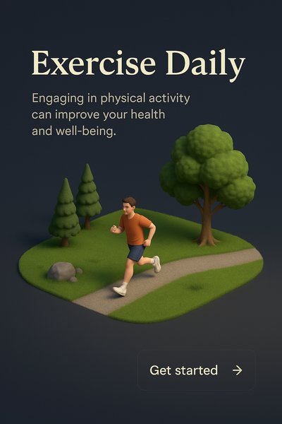 Engaging 3D Scene Promoting Daily Exercise and Well-Being