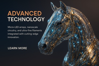 Advanced Technology: Hyperrealistic Glass Horse with LED Features