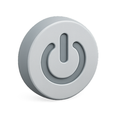 Minimalist Power Button Icon in Gray
