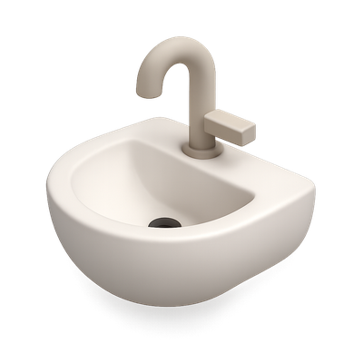 Stylish 3D Sink Icon with Faucet in Isometric View