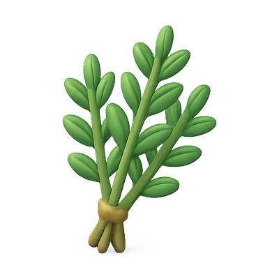 Illustration of Fresh Green Herbs with Stylized Design