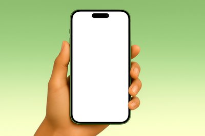 Green Phone Held Above with Blank Screen