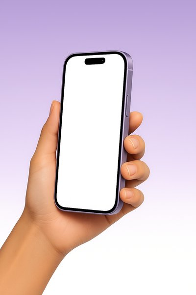 Smartphone Held in Hand Against Gradient Background
