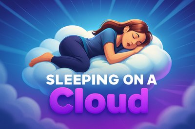 Dreamy Scene of a Woman Sleeping on a Cloud
