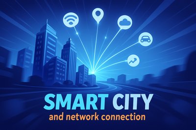 Dynamic Smart City Network Connection Illustration