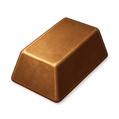 3D Bronze Ingot Icon with Isometric View
