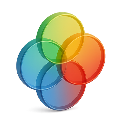 3D Overlapping Circles Icon with Isometric Design