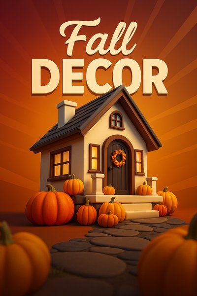 Charming Cottage with Autumn Decorations and Pumpkins