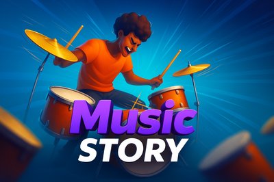 Vibrant Music Scene with Dynamic Drummer Illustration