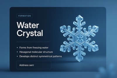 Stunning 3D Water Crystal Illustration with Informative Overlay