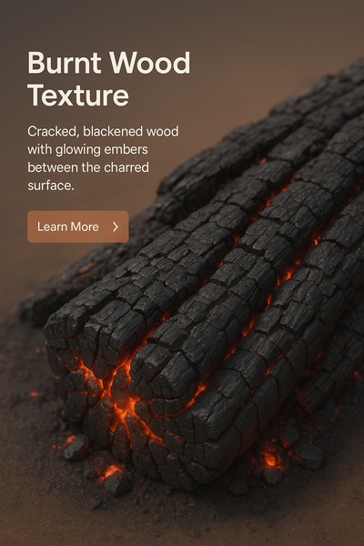 Realistic Burnt Wood Texture with Glowing Embers Illustration