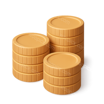 Stylized 3D Coin Stack Icon with Volumetric Depth