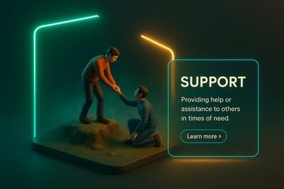 3D Scene of Support with Neon Accents and Realism