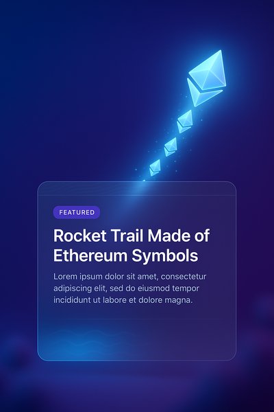 Glowing Ethereum Symbols in a Rocket Trail