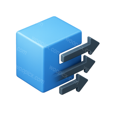 Dynamic 3D Icon Representing Movement and Length Contraction