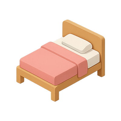 Stylized Isometric Bed Illustration for Home Decor