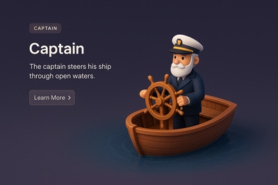 3D Captain Scene with Simple Design and Dark Background