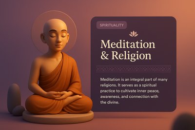3D Meditation and Religion Illustration with Design Elements