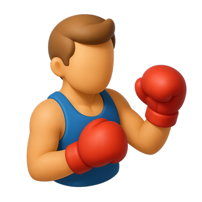 3D Boxer Icon in Isometric View with Volumetric Feel