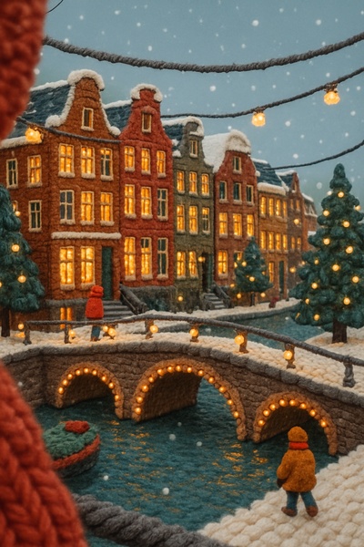 Winter Thread of Amsterdam: A Cozy Canal Scene