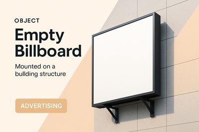 Modern Empty Billboard Ad on Building Structure