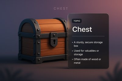 3D Gradient Treasure Chest with Information Panel