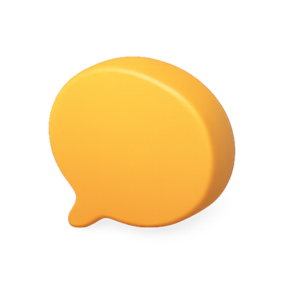 3D Chat Bubble Icon in Vibrant Yellow