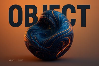 Bold Abstract Harmony with Minimal Typography and 3D Object