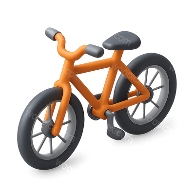 Stylish 3D Bicycle Icon with Isometric Design